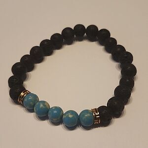 Black Lava Bracelet| Calming Bracelet Essential Oil Diffuser| Stackable Unisex